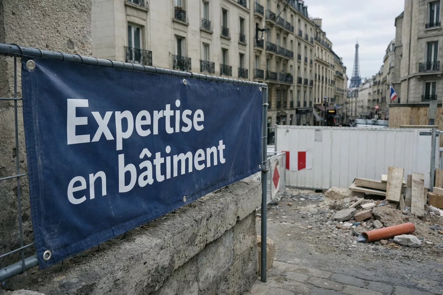 Expert en bâtiment sur site à Paris, inspection technique d'un immeuble en cours de rénovation