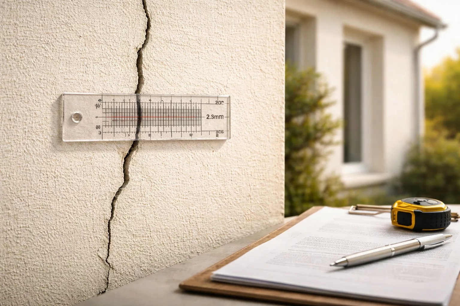 Expert bâtiment Score Expertises réalisant un diagnostic de fissure et un chiffrage sur une maison en Île-de-France